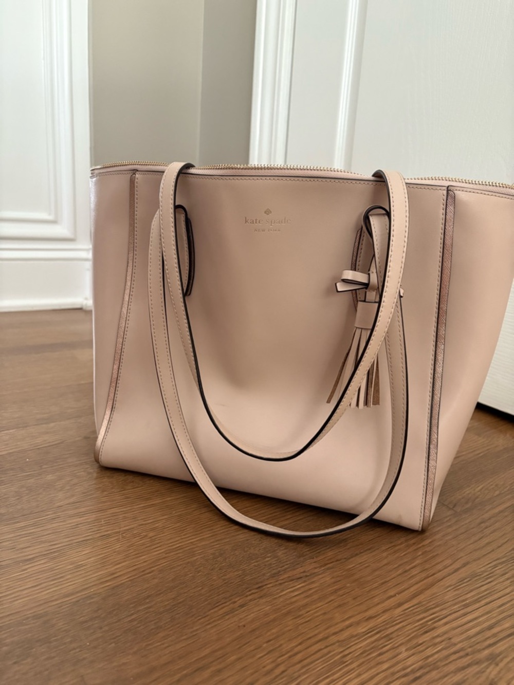 kate spade Blush Pink Leather Tote with Tassel